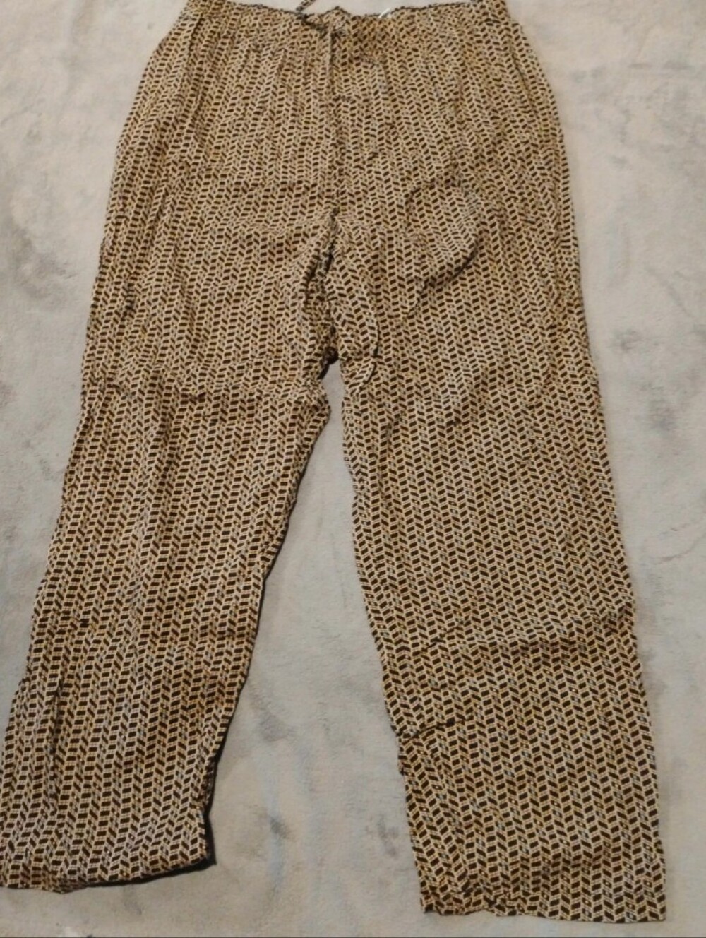 Vintage Sag Harbor Geometric Print Rayon Wide Leg Pants Smocked Waist-  L